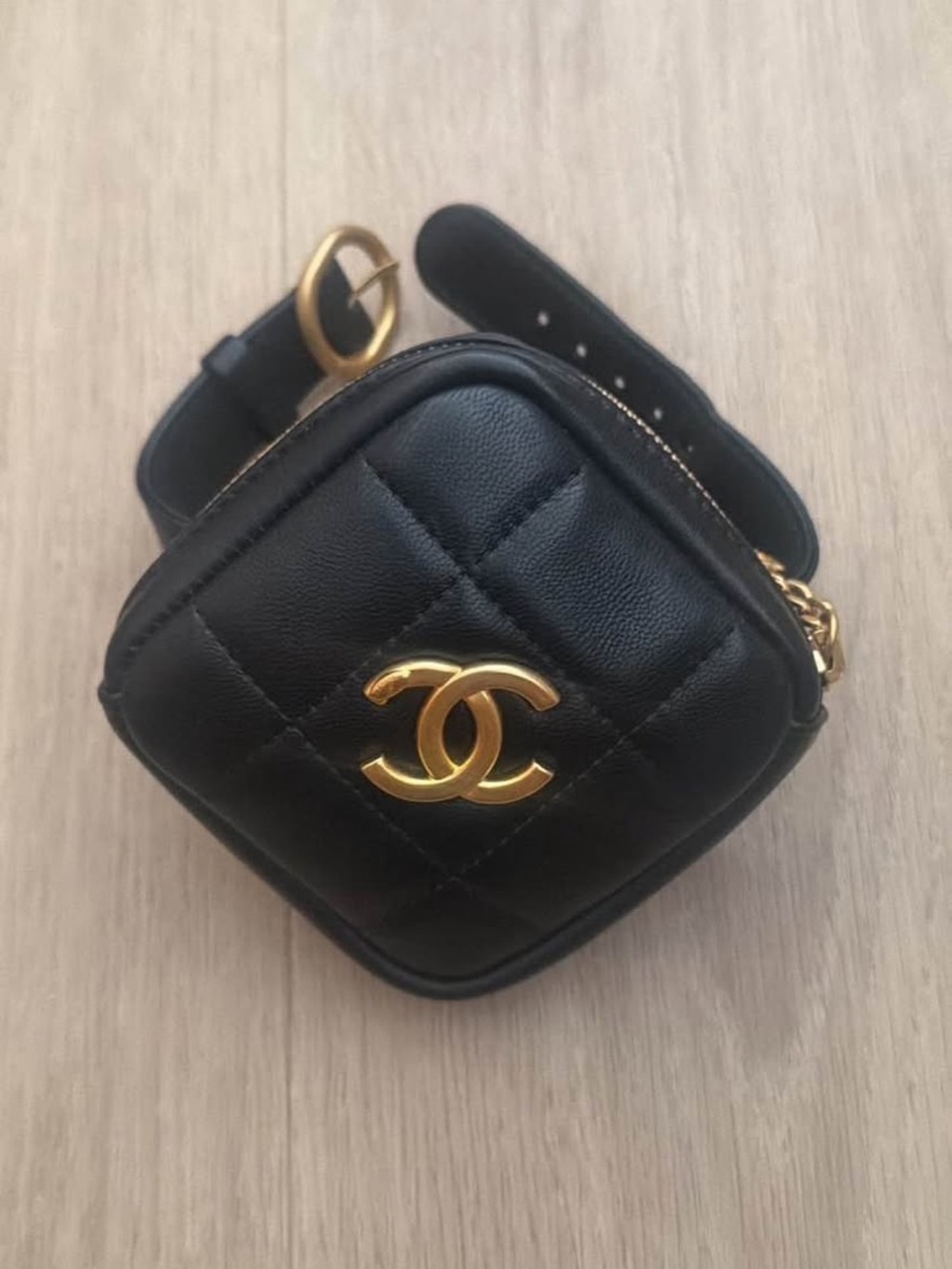 RARE Chanel Black Diamond Arm Band Ankle Bag - Mini Belt Pouch